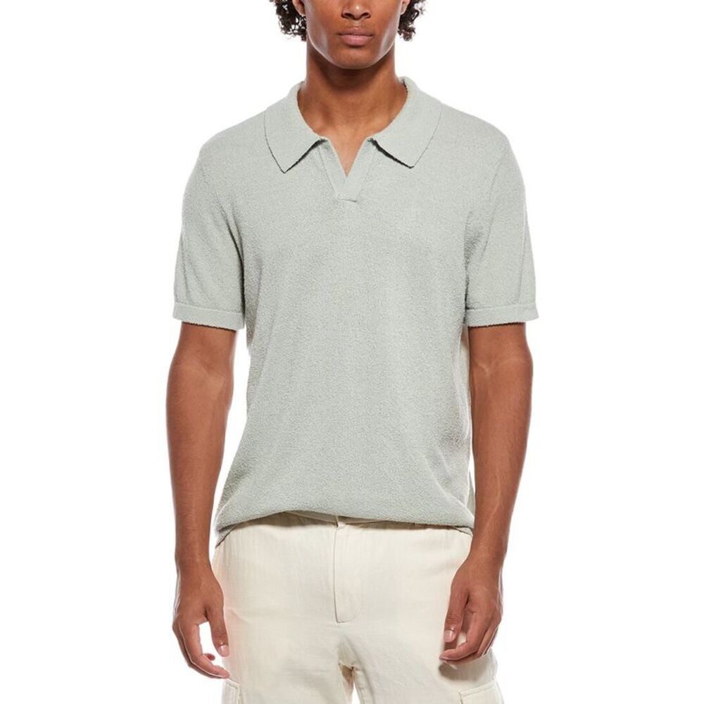 Onia Mens  Boucle Knit Johnny Polo Shirt, Green